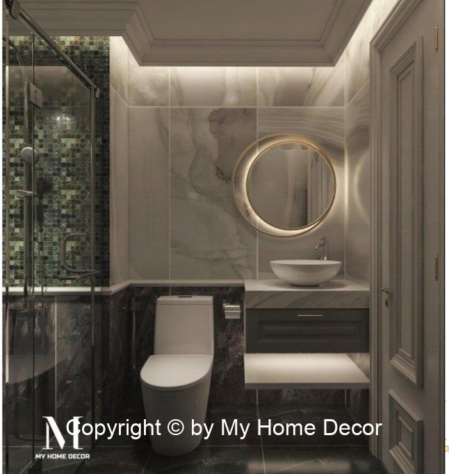 Thiết kế nhà vệ sinh ốp gạch Mosaic tạo điểm nhấn sang trọng